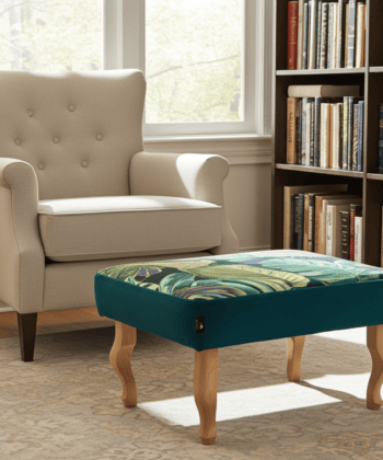 Footstool Green Flowers