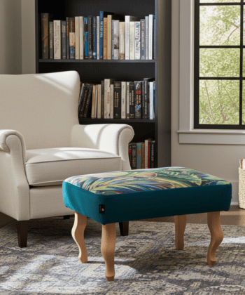 Footstool Green Flowers