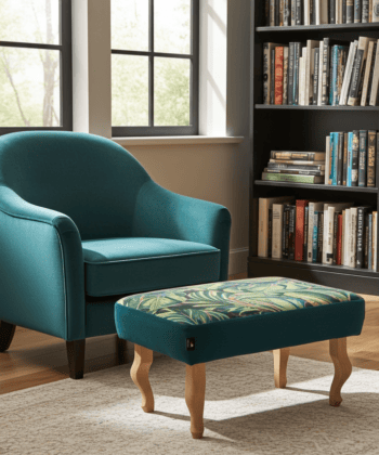 Footstool Green Flowers