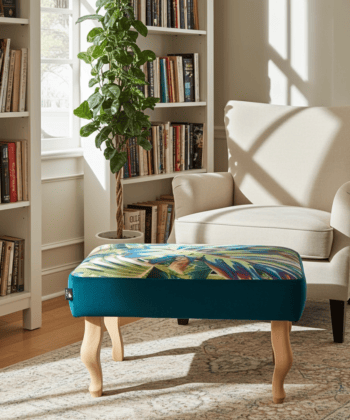 Footstool Green Flowers
