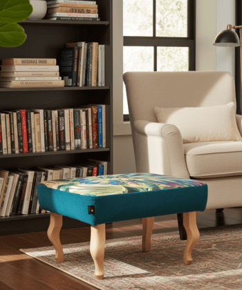 Footstool Green Flowers