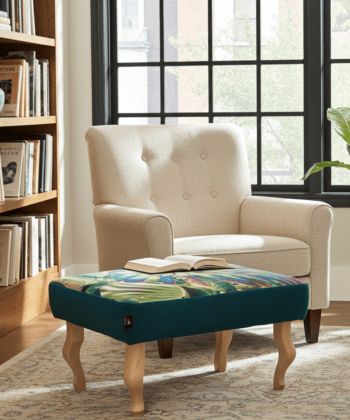Footstool Green Flowers