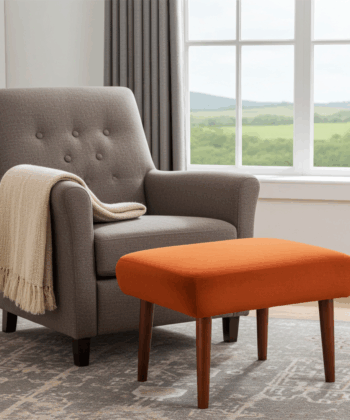 Burnt Orange Velvet Footstool – Timeless Accent