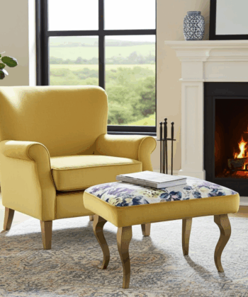 Floral Watercolour Velvet Footstool – Fresh, Artistic Accent