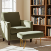 Sage Green Velvet Footstool 60x40cm with Golden Hairpin Legs for Modern Living Rooms