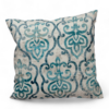 Handcrafted Blue & Cream Damask Cushion Artistic Elegance