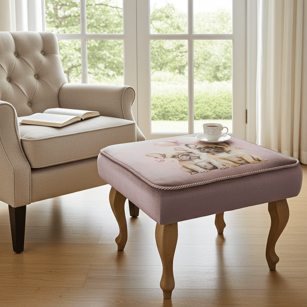 Artistic Dogs Velvet Pouffe Unique Style for Contemporary Homes