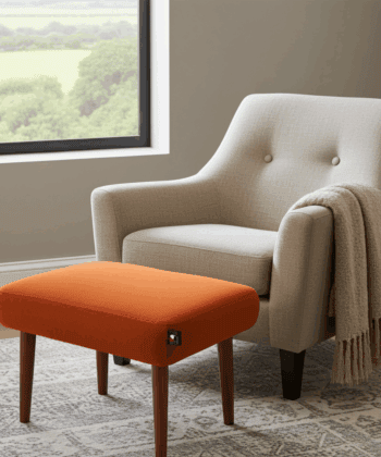 Burnt Orange Velvet Footstool – Timeless Accent