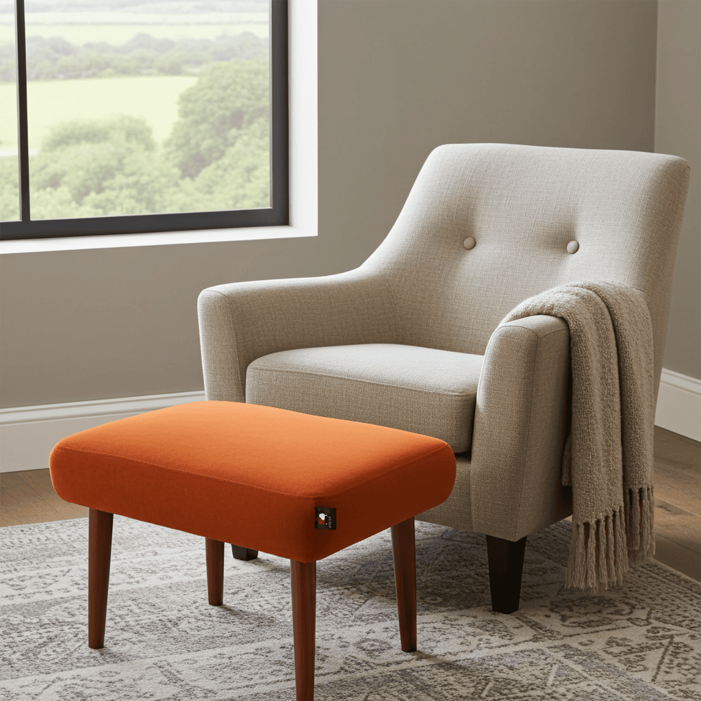 Burnt Orange Velvet Footstool – Timeless Accent