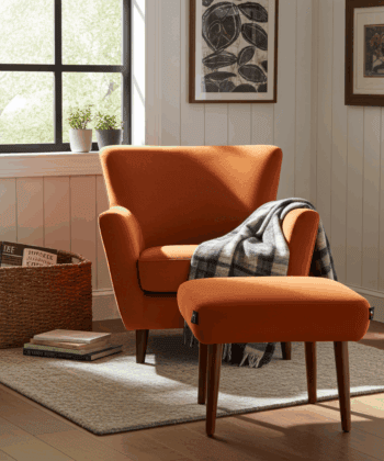 Burnt Orange Velvet Footstool – Timeless Accent