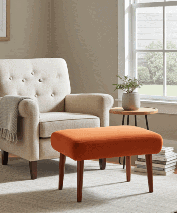 Burnt Orange Velvet Footstool – Timeless Accent