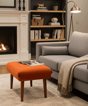 Burnt Orange Velvet Footstool – Timeless Accent