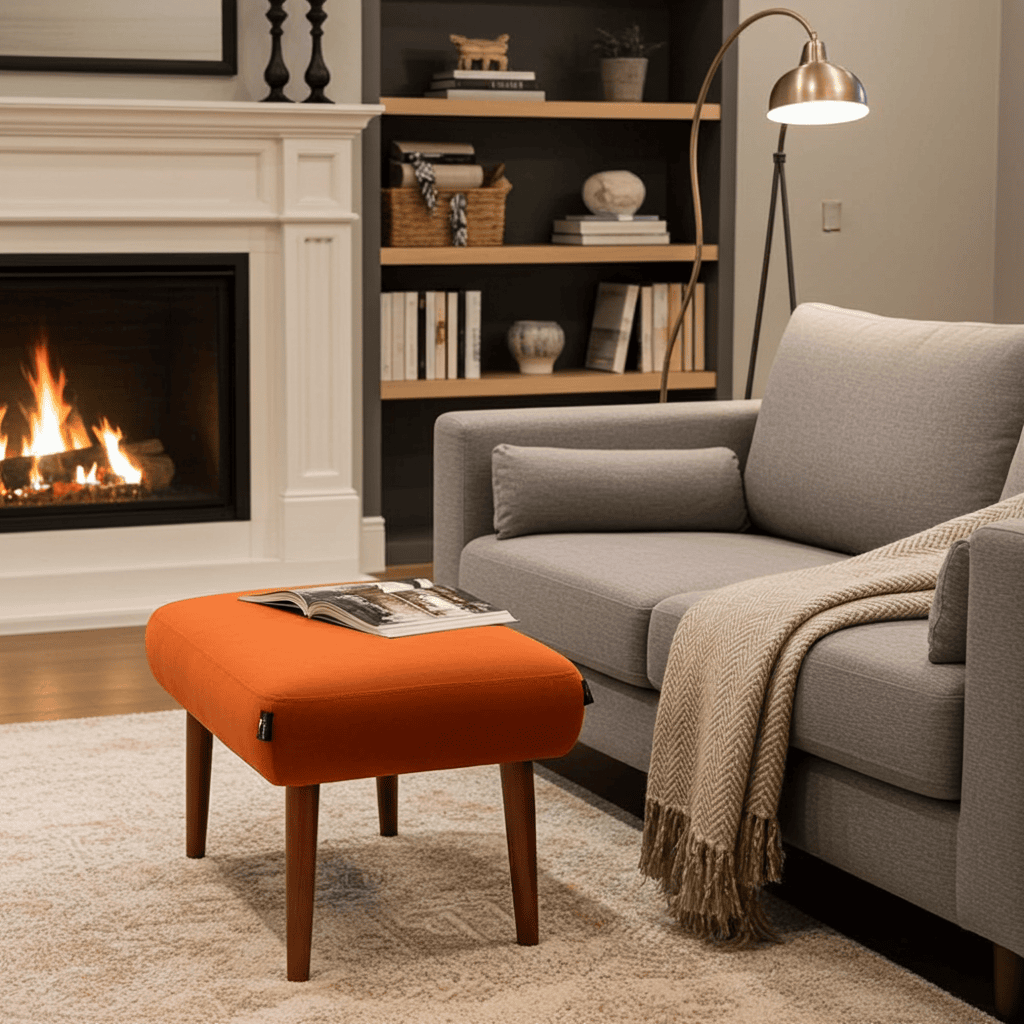Burnt Orange Velvet Footstool – Timeless Accent