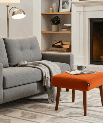 Burnt Orange Velvet Footstool – Timeless Accent