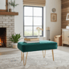 Emerald Green 60x40cm Velvet Footstool with Gold Hairpin Legs for Modern Living Rooms