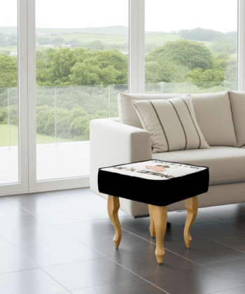 Empowering “Be a Legend” 60x40cm Footstool with Fashion Illustration and Curved Wooden Legs