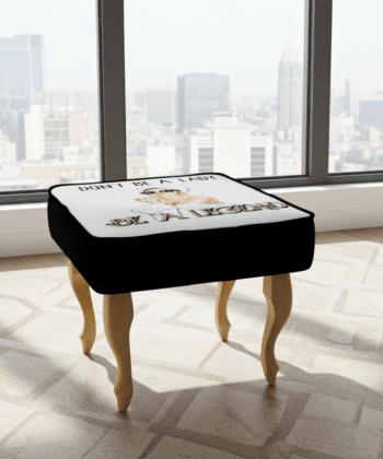 Empowering “Be a Legend” 60x40cm Footstool with Fashion Illustration and Curved Wooden Legs