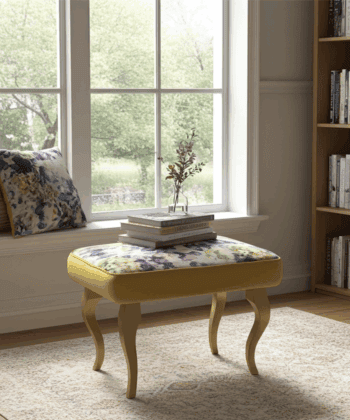 Floral Watercolour Velvet Footstool – Fresh, Artistic Accent