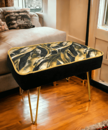 Footstool 60x40cm With Metal Gold Legs