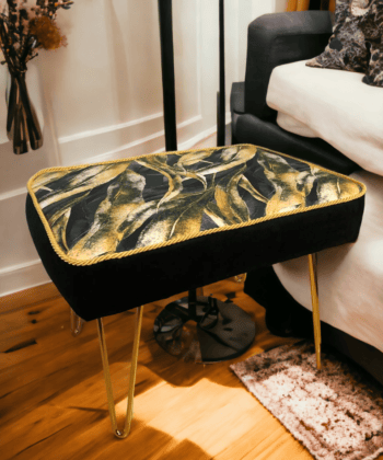 Footstool 60x40cm With Metal Gold Legs