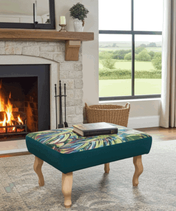 Footstool Bold Botanical Accent for Modern and Classic Spaces