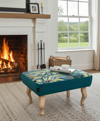 Footstool Bold Botanical Accent for Modern and Classic Spaces