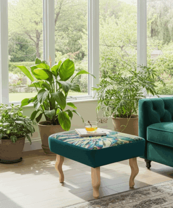 Footstool Bold Botanical Accent for Modern and Classic Spaces