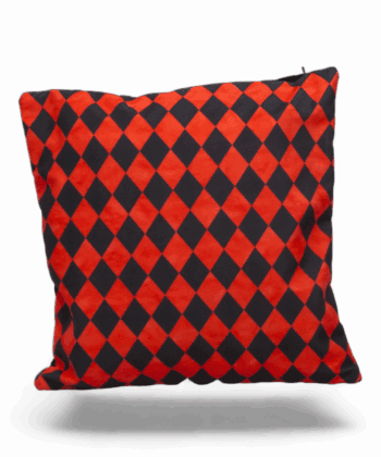 Red & Black Harlequin Cushion Striking Modern Accent