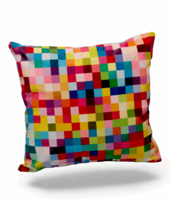 Handcrafted Cushion - Multicolored Pixelated Pattern