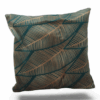 Handcrafted Green & Gold Leaf Cushion Nature-Inspired Elegance