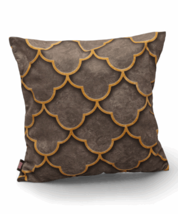 Handcrafted Brown & Gold Scallop Cushion Artistic Texture