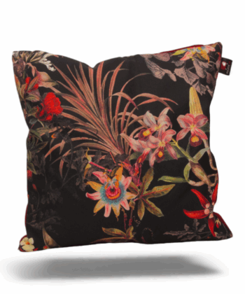Handcrafted Dark Floral Cushion – Multicolored Botanical Accent