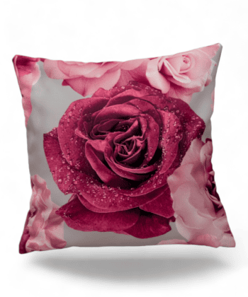 Handmade 40x40 cm Pink Rose Floral Cushion