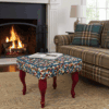 Modern Geometric Velvet Footstool – Colourful Accent