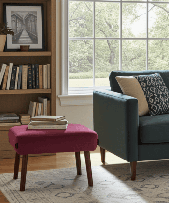 Velvet Berry Footstool 60x40 cm &ndash; Deep Wine Pouffe with Custom Beech or Metal Legs