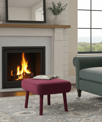 Velvet Berry Footstool 60x40 cm &ndash; Deep Wine Pouffe with Custom Beech or Metal Legs