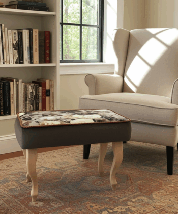 Floral Grace Velvet Footstool – Elegant Pouffe for Irish Homes