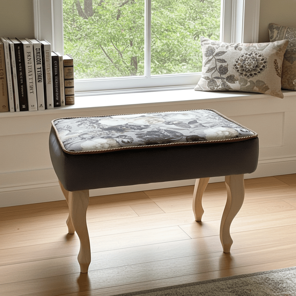 Floral Grace Velvet Footstool – Elegant Pouffe for Irish Homes