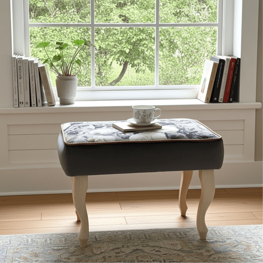 Floral Grace Velvet Footstool – Elegant Pouffe for Irish Homes