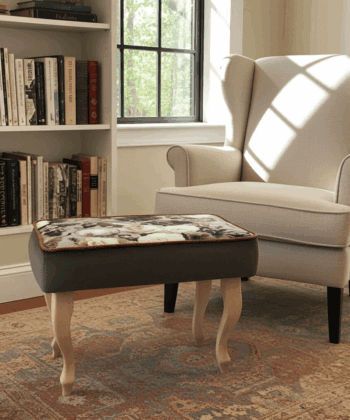 Floral Grace Velvet Footstool – Elegant Pouffe for Irish Homes