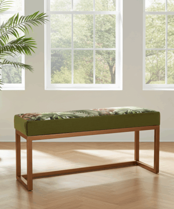 UrbanChic Metal Framed Bench Botanical Velvet Terracotta Frame