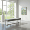 Grey Velvet Bench 140x40cm - White Metal Frame