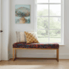 Metal-Framed Bench  Multicolour Abstract Velvet & Copper Frame