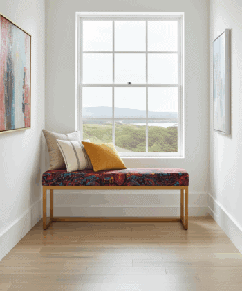 Metal-Framed Bench  Multicolour Abstract Velvet & Copper Frame