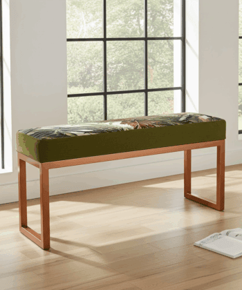 UrbanChic Metal Framed Bench Botanical Velvet Terracotta Frame