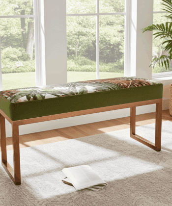 UrbanChic Metal Framed Bench Botanical Velvet Terracotta Frame