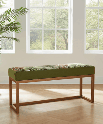 UrbanChic Metal Framed Bench Botanical Velvet Terracotta Frame