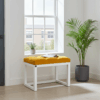 Wooden-Framed Velvet Bench Yellow Mustard with White Frame