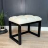 Wooden-Framed Ottoman Cream Eco Leather with Black Frame