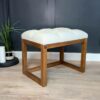 Wooden-Framed Eco Leather Bench Cream  with Natural Frame